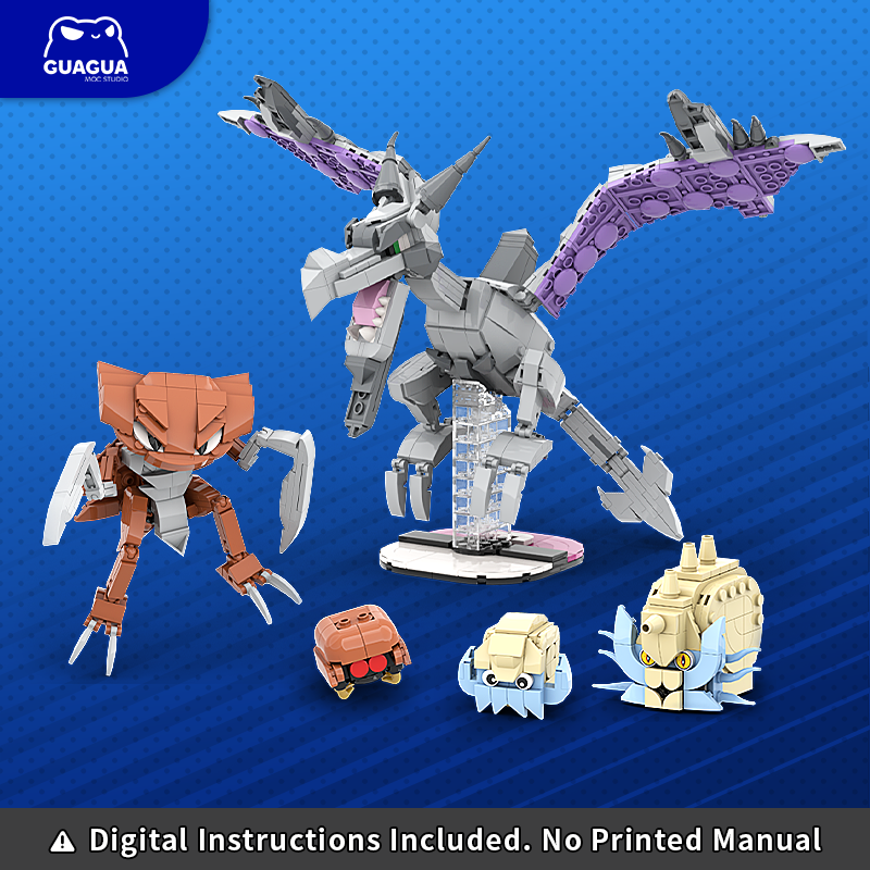 Fossil Family: Mega Aerodactyl/Kabutops/Kabuto/Omanyte/Omastar MOC Set